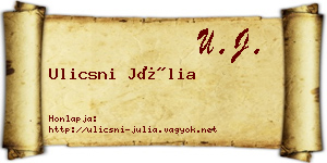 Ulicsni Júlia névjegykártya